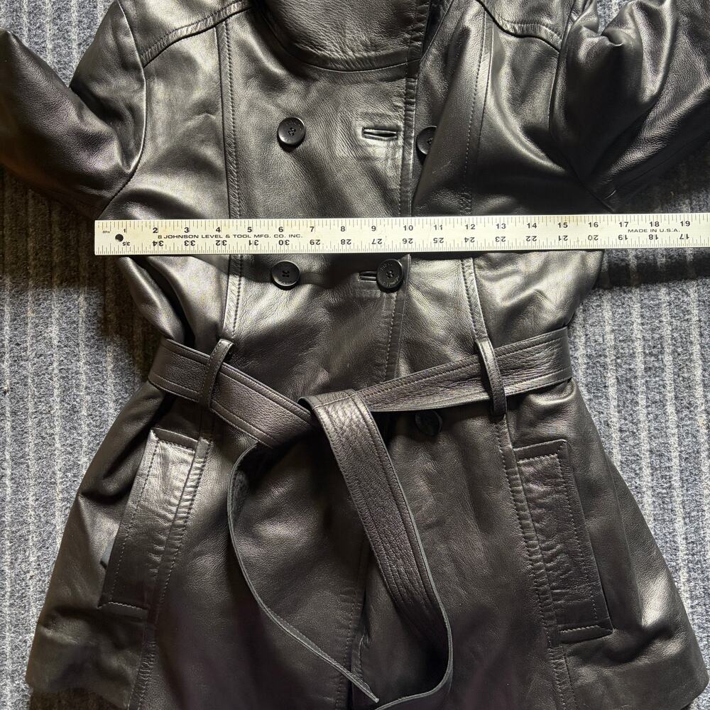 Pacha Boutique Leather Jacket Belted Black Size Small - Picture 7 of 11
